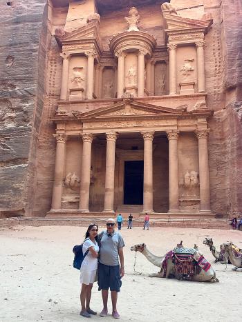 Fred Steinberg and his wife, Maria, in front of The Treasury.